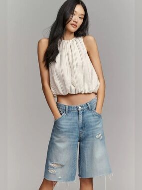 Anthropologie Light Blue Distressed Denim Shorts